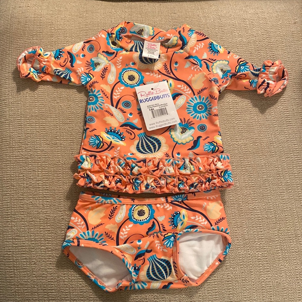 Long Sleeve Rash Guard Two Piece Girls Swimsuit